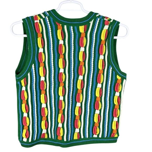 3D Colorful Rainbow Knit Vest Sweater Clothes S/M Tank Top VTG USA Artsy Retro - Picture 6 of 13